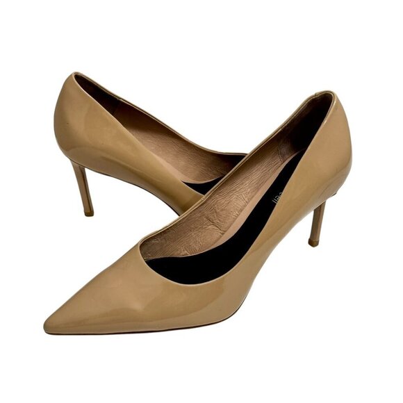 JEFFREY CAMPBELL Nikia Pointed Toe Pumps In Nude Patent Size 8.5 - Picture 2 of 9